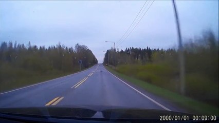 Dash cam footage captures tense moose accident