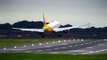 MONARCH A320 AWFUL LANDING IN STRONG WINDS & WIND SHEAR