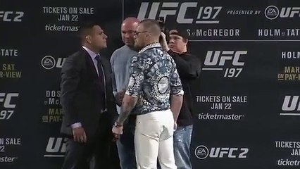 Conor McGregor faces off with Rafael dos Anjos ahead of UFC 197