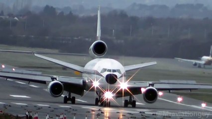 Biman Bangladesh DC-10 External View Takeoffs & Landings - Birmingham Airport with ATC