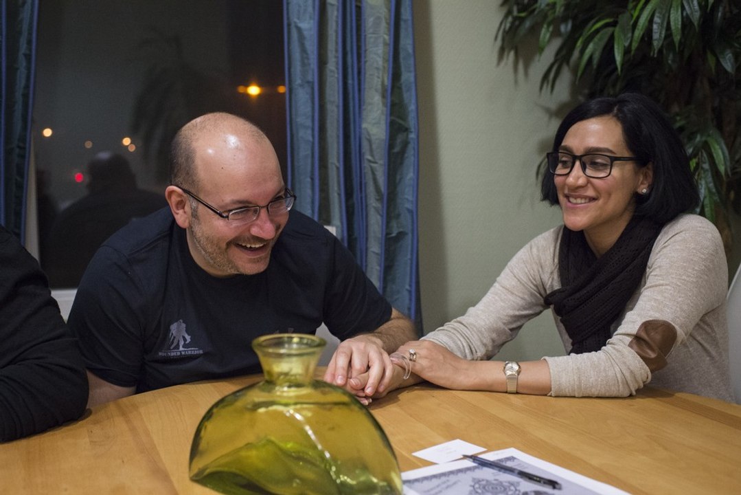 Jason Rezaian shares laughs with family, colleagues