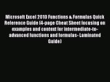 [PDF Download] Microsoft Excel 2010 Functions & Formulas Quick Reference Guide (4-page Cheat