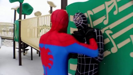 Little Spiderman & Black Spiderman Vs Red Spiderman - Real Life Superhero Snow Ball Battle
