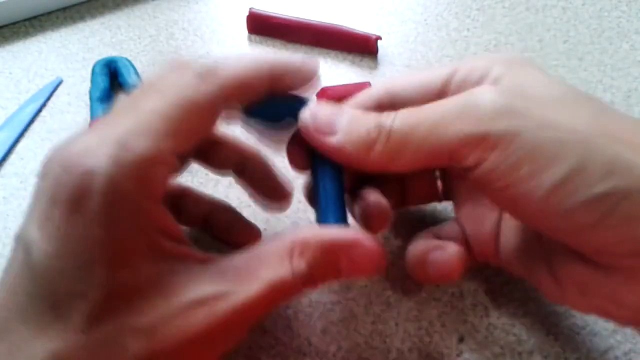 how to make spiderman with playdough - making spiderman with modeling clay play doh