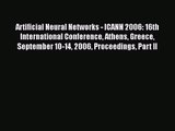 [PDF Download] Artificial Neural Networks - ICANN 2006: 16th International Conference Athens