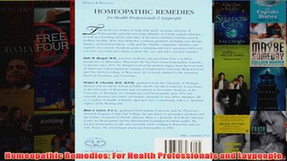 Download PDF  Homeopathic Remedies For Health Professionals and Laypeople FULL FREE