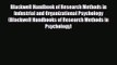 [PDF Download] Blackwell Handbook of Research Methods in Industrial and Organizational Psychology