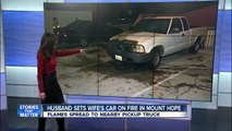 Husband allegedly sets wifes car on fire in Mount Hope