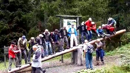 Gravity Turns These Hikers Into Dominoes