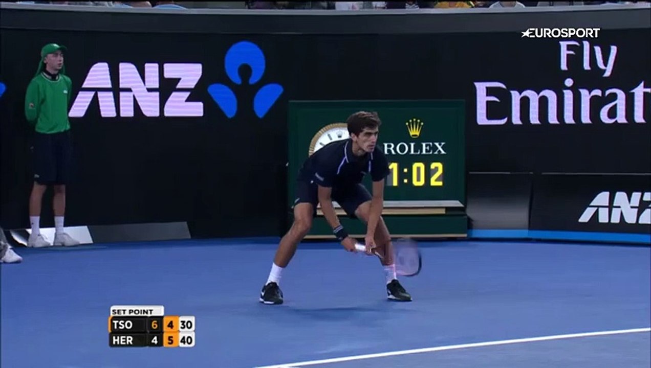 Wilfried Tsonga wins point backhand - Australian Open 2016