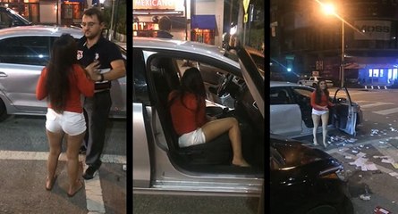 Une jolie fille ivre s'en prend à un chauffeur Uber et termine menottée
