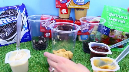 Oreo Cookie Dirt & Gummy Worms Dessert with Snack Pack Chocolate Pudding & Birthday Treats