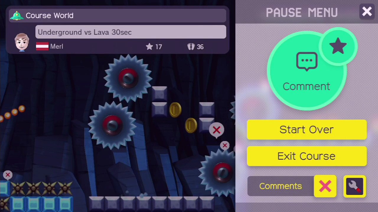 Super Mario Maker - Viewer Levels - Name: "Underground vs Lava 30sec" - ID: AAA1-0000-019F-0C58