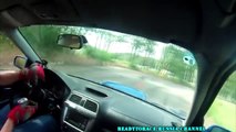 SUBARU IMPREZA WRX STI rally Action, exhaust sound, on board, crash