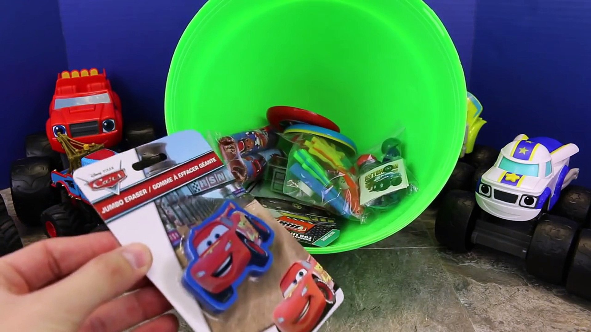 Blaze and the Monster Machines GIANT Surprise Egg Play Doh Symbol with Disney Cars Mater