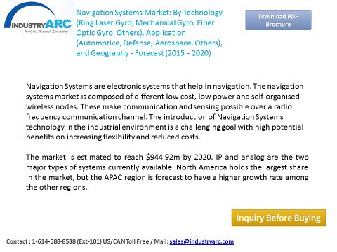 Global Navigation Systems Market Analysis: Expected Revenue $944 million by 2020