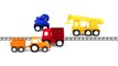 Vidéos éducatifs pour enfants. Quatre voitures colorées. Pont VIOLET de la voie ferrée