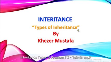 Inheritance Types & Program # 2 - Tutorial no.3