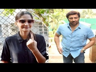 Sonam Kapoor & Sunny Deol casts their vote @ Mumbai Polling Booth