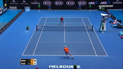 Gael Monfils and Stephane Robert play out very bizarre point - Australian Open 2016 HD