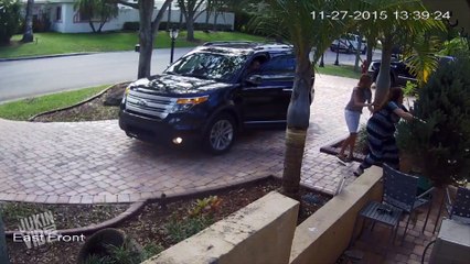 Man tries to save Christmas tree forgets to put handbrake on