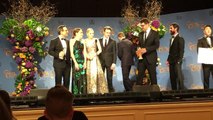 Mr. Robot cast Rami Malek & Christian Slater backstage after winning Golden Globe