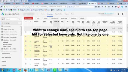 Decrease to Estimated Top of Page Bid and Estimated First Page Bid