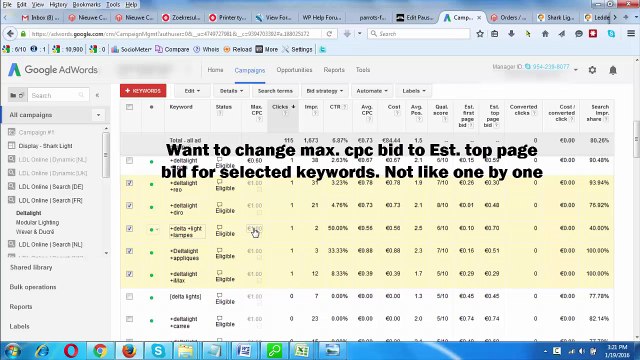 Decrease to Estimated Top of Page Bid and Estimated First Page Bid