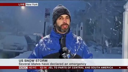 Blizzard2016 is affecting New York, demonstrated by an umbrella and a rule