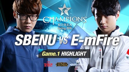 [H/L 2016.01.23] SBENU vs E-mFire Game 1 - RO1 l 롯데 꼬깔콘 LoL Champions Korea Spring 2016