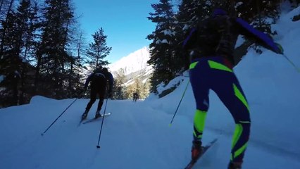 Descente à ski vertigineuse par l'équipe de france de Biathlon - Antholz-Anterselva