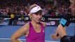 Tennis player woman says she's good from behind during after match interview