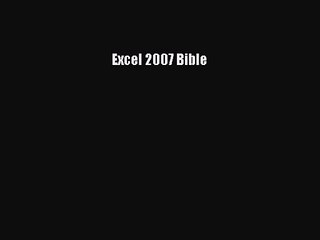 Excel 2007 Bible Read Online PDF