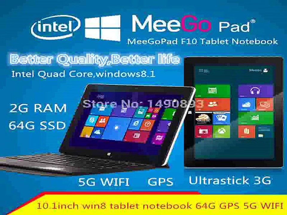 10.1inch Meegopad F10 Intel Quad Core Windows8.1 tablet pc 2G Ram 64G 5G WIFI GPS 3G Keyboard win8 tablet pc-in Tablet PCs from Computer