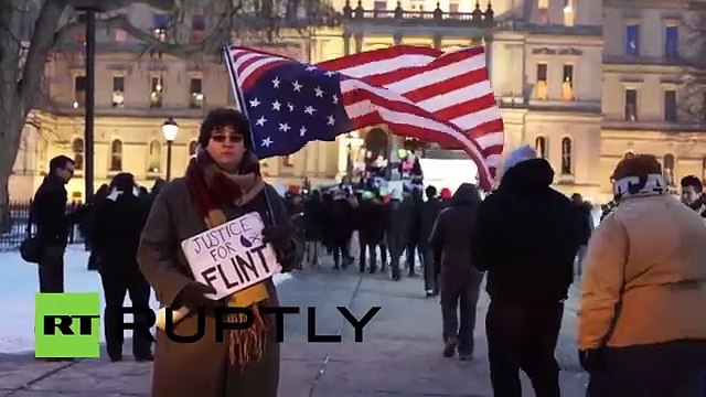 Protesters picket Michigan State Capitol over Flint water crisis (Comic FULL HD 720P)