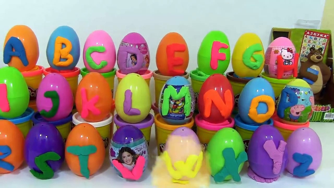 24 PlayDoh Alphabet Surprise Eggs Masha i Medved Peppa Pig Kinder Surprise