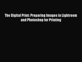 [PDF Download] The Digital Print: Preparing Images in Lightroom and Photoshop for Printing