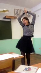 Russian cute girl dancing in school