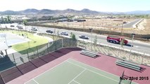 Aerial Flyby of Tennis Courts and Basketball Courts at Spirit Park