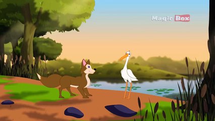 Fox And The Crane - Aesops Fables In Hindi - Animated/Cartoon Tales For Kids