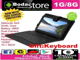 FreeShip Boda Android Tablets PC 10.1 inch Qual Cam Cortex A9  Allwinner A33 1.5Ghz 8GB/1GB w/10.1 Keyboard tablet pc 10 inch-in Tablet PCs from Computer