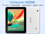 Quad Core 1.2Ghz Android 4.4 tablet pcs 7 inch screen RAM 1GB ROM 8GB Bluetooth computer Wifi Game laptop ultrabook Uniscom MZ86-in Tablet PCs from Computer