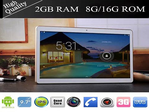 9.7 Tablet pc Quad Core MTK6582 andriod 4.4 3G phone call Dual Sim Cameras 2+5MP flash 2GB/16GB IPS 1280*800 bluetooth GPS pad-in Tablet PCs from Computer