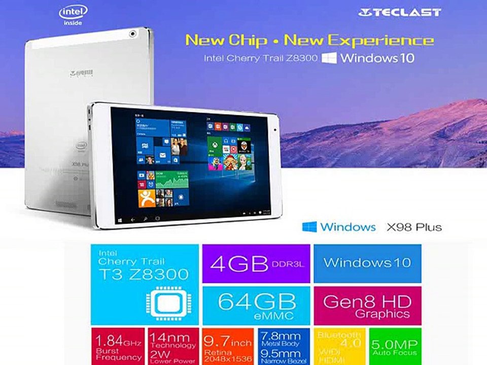Original Teclast X98 plus Intel T3 Z8300 Tablet PC IPS Retina 2048x1536 4GB RAM 64GB EMMC Windows 10 WiFi HDMI 2MP+5MP Camera-in Tablet PCs from Computer