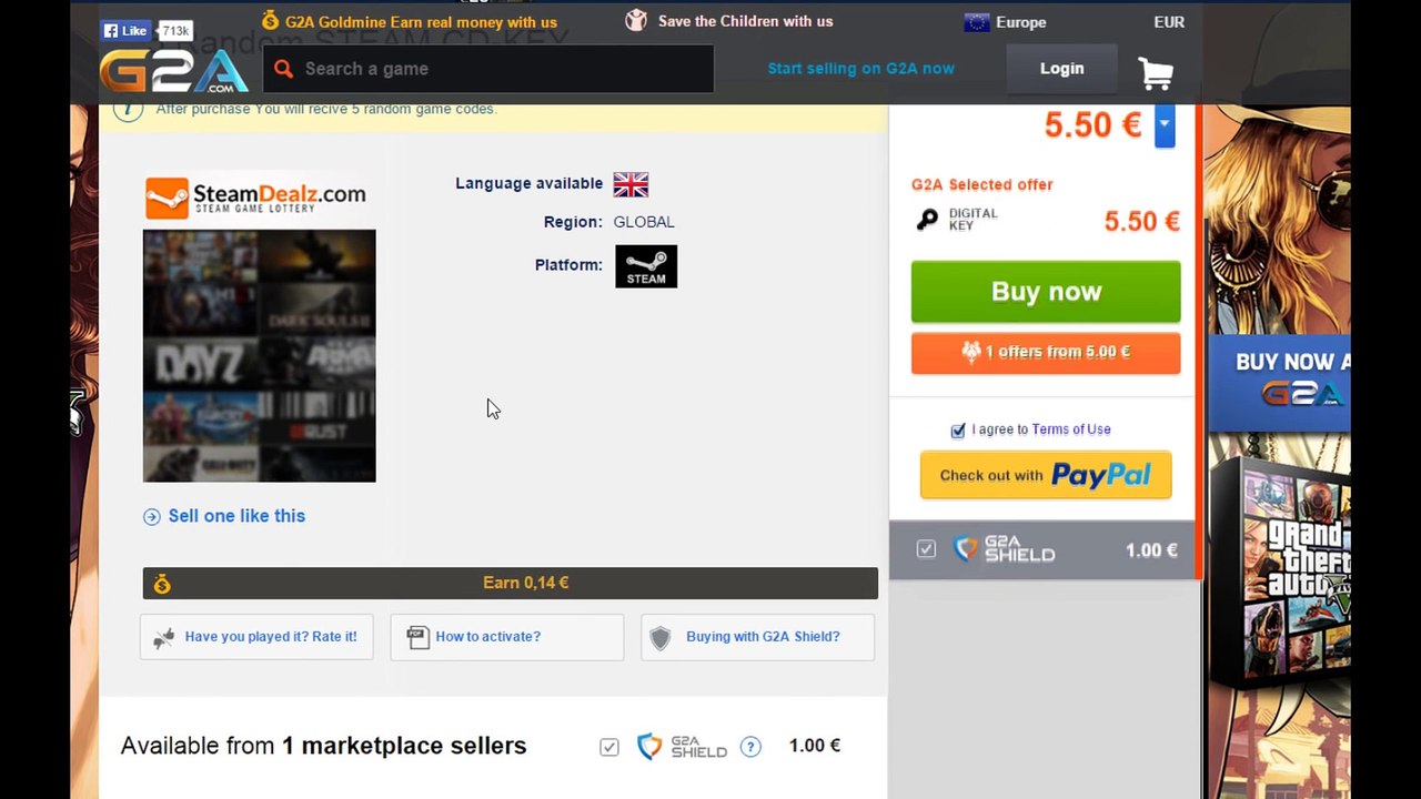 Buying 5 random steam CD-KEYS from G2A