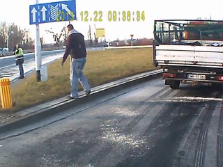 Road sand spreader in Wroclaw