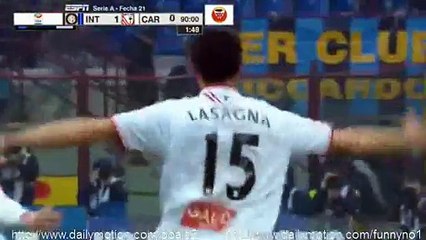 Kevin Lasagna Goal Inter 1 - 1 Carpi Serie A 24-1-2016