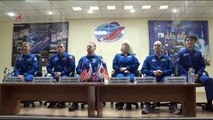Three astronauts prepare to blast off to ISS