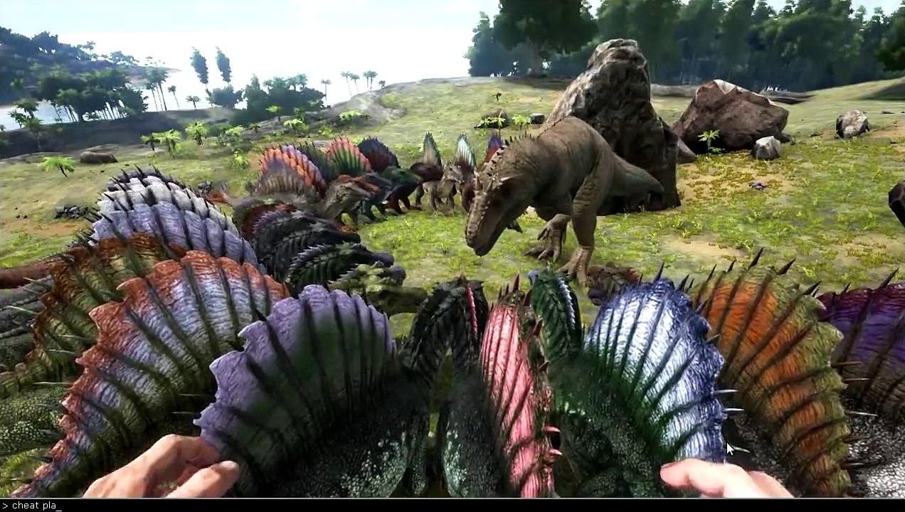 ARK: Survival Evolved - GIGANOTOSAURUS VS 100 SPINOSAURUS (Dinosaur Battle Arena)