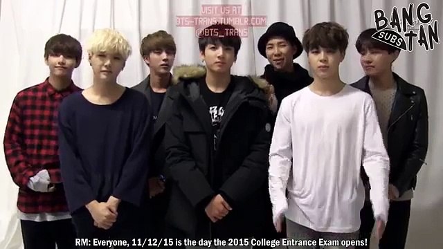 [ENG] [Shout-out] 2016 11 12 Fighti-i-ing to ARMYs who are taking the college entrance exam!